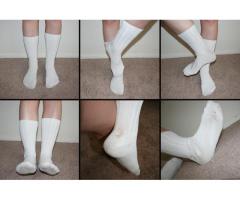 Very well worn white socks